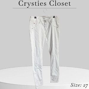 Hudson Collin Flap Skinny Ankle Jeans in Distressed White 24 NWTS